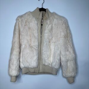 Vintage LAPIN 100% Rabbit Fur Full Zip Bomber Jacket Hong Kong Size Medium